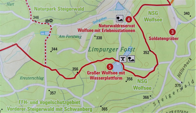 Naturwaldreservat Wolfsee - Karte mit Wanderweg