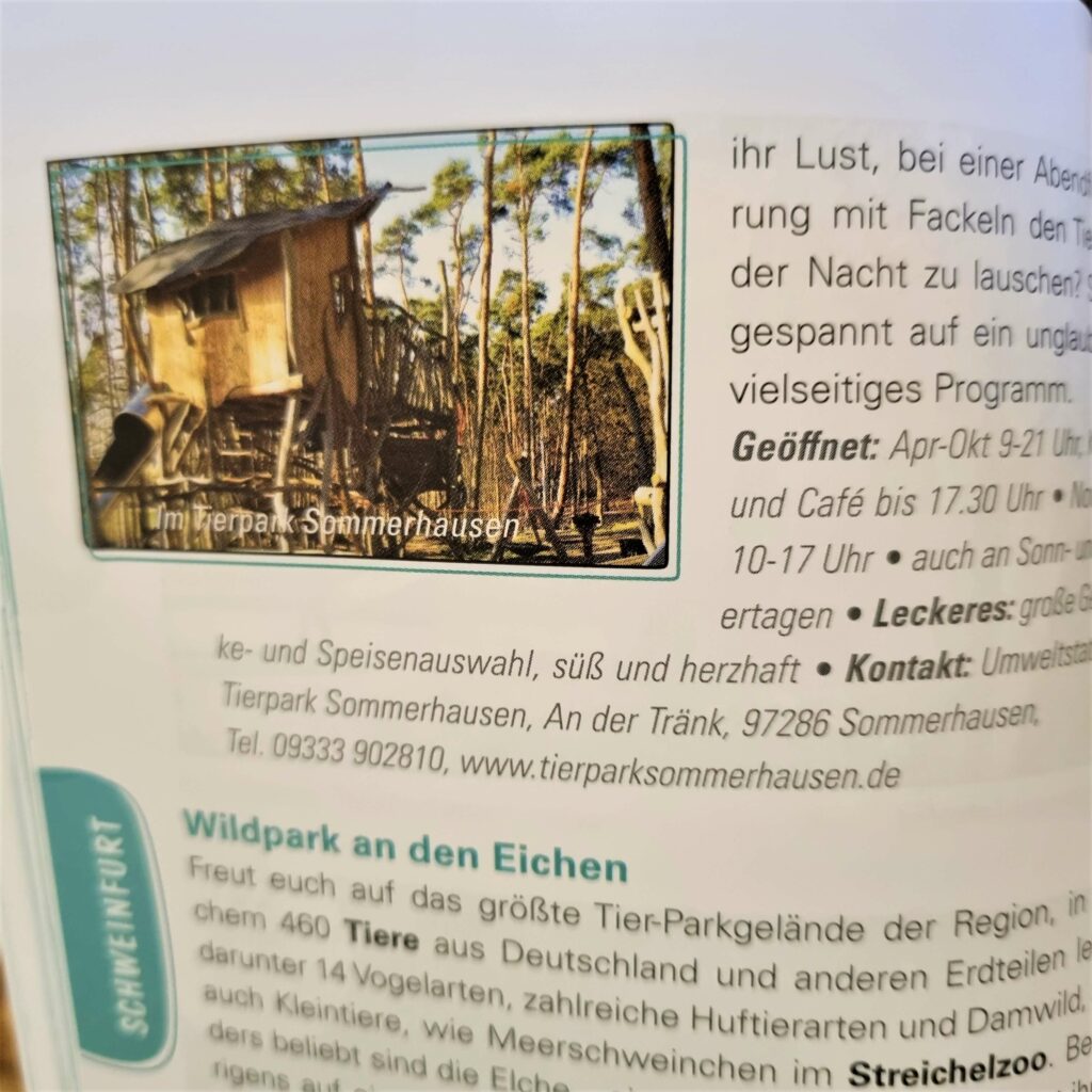 Tierpark Sommerhausen im Buch Würzburg für Kids & Co